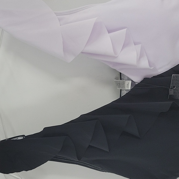 Black and White Ruffled One-Piece Swimsuit With Tummy Control NWT - Picture 13 of 16